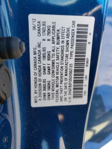 Photo 10 from auction – 2012 HONDA CIVIC LX with VIN 2HGFB2F55CH562125