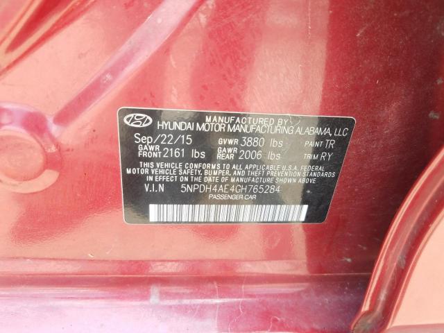 Photo 10 from auction – 2016 HYUNDAI ELANTRA SE with VIN 5NPDH4AE4GH765284