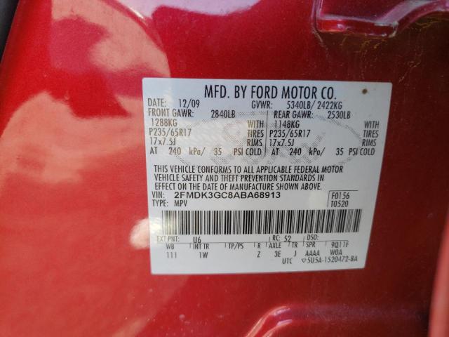 Photo 10 from auction – 2010 FORD EDGE SE with VIN 2FMDK3GC8ABA68913