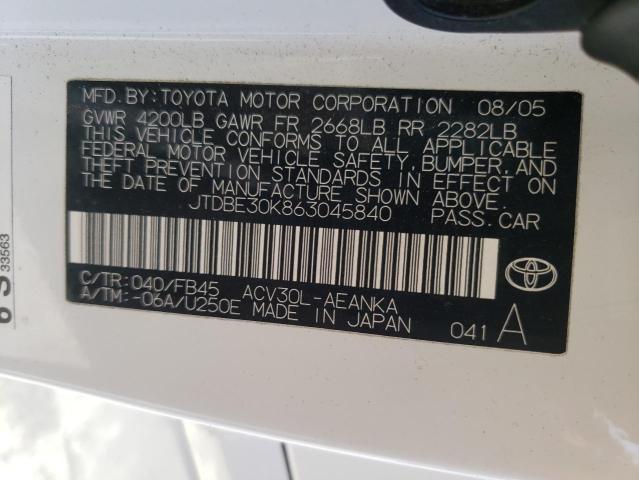Photo 10 from auction – 2006 TOYOTA CAMRY LE with VIN JTDBE30K863045840