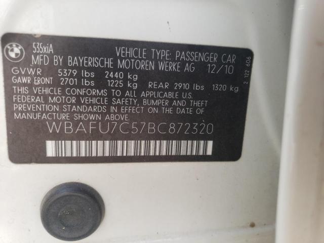Photo 10 from auction – 2011 BMW 535 XI with VIN WBAFU7C57BC872320