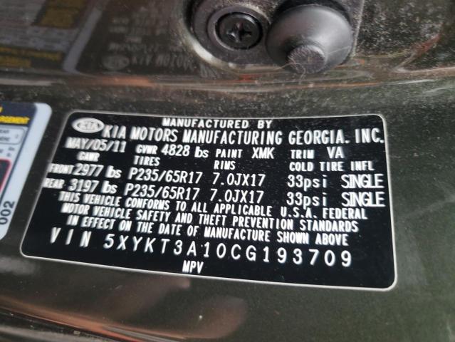 Photo 10 from auction – 2012 KIA SORENTO BA with VIN 5XYKT3A10CG193709