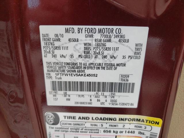 Photo 10 from auction – 2010 FORD F150 SUPER with VIN 1FTFW1EV5AKE45052