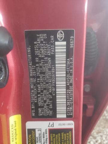 Photo 10 from auction – 2012 TOYOTA CAMRY BASE with VIN 4T1BF1FK6CU618941