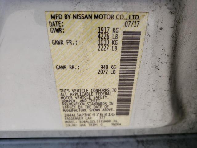 Photo 10 from auction – 2017 NISSAN ALTIMA 2.5 with VIN 1N4AL3AP3HC476316