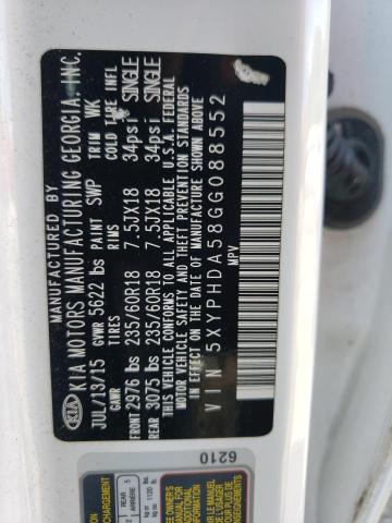 Photo 10 from auction – 2016 KIA SORENTO EX with VIN 5XYPHDA58GG088552