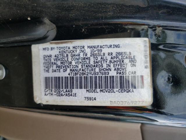 Photo 10 from auction – 2000 TOYOTA CAMRY LE with VIN 4T1BF28K2YU937683
