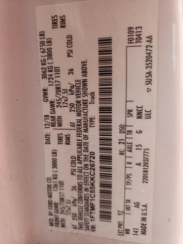 Photo 10 from auction – 2019 FORD F150 with VIN 1FTMF1C55KKC26720