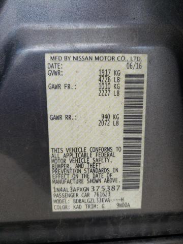 Photo 10 from auction – 2016 NISSAN ALTIMA 2.5 with VIN 1N4AL3APXGN375387