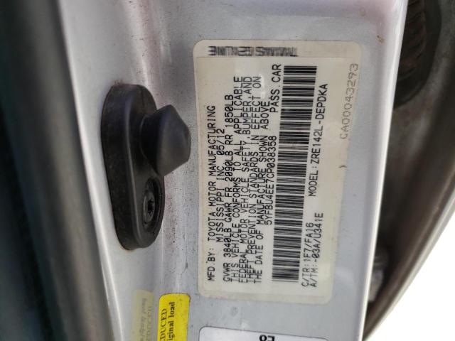 Photo 10 from auction – 2012 TOYOTA COROLLA BA with VIN 5YFBU4EE7CP038358