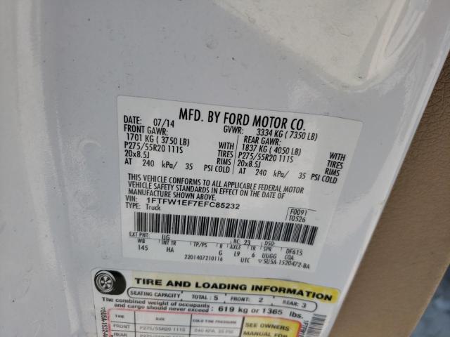 Foto 10 de la subasta – 2014 FORD F150 SUPER con VIN 1FTFW1EF7EFC85232