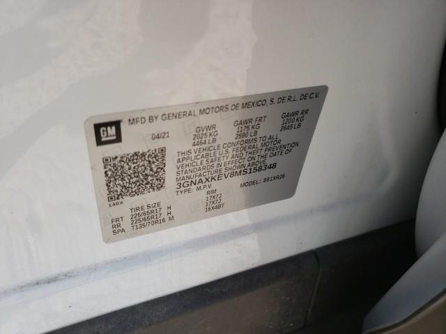Photo 10 from auction – 2021 CHEVROLET EQUINOX LT with VIN 3GNAXKEV8MS158348