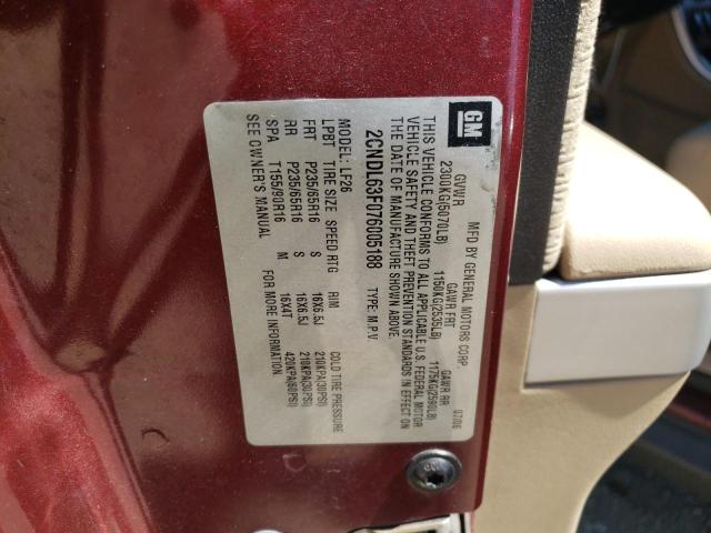 Photo 10 from auction – 2007 CHEVROLET EQUINOX LT with VIN 2CNDL63F076005188