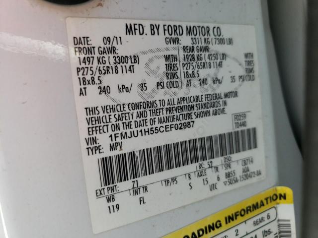 Photo 10 from auction – 2012 FORD EXPEDITION with VIN 1FMJU1H55CEF02987