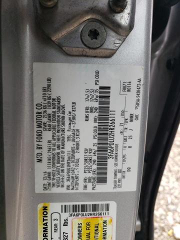 Photo 10 from auction – 2017 FORD FUSION SE with VIN 3FA6P0LU2HR266111