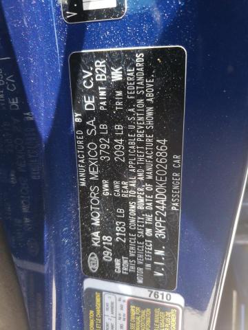 Photo 10 from auction – 2019 KIA FORTE FE with VIN 3KPF24AD0KE026864