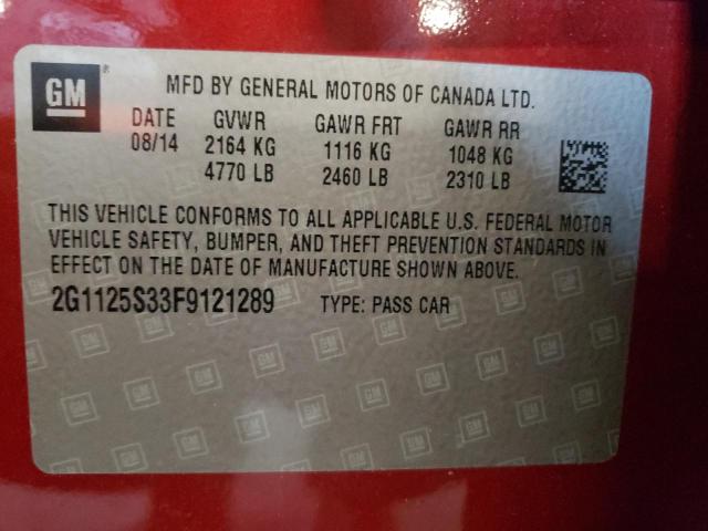 Photo 10 from auction – 2015 CHEVROLET IMPALA LT with VIN 2G1125S33F9121289