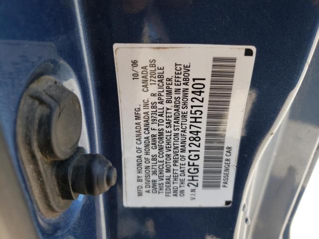 Photo 10 from auction – 2007 HONDA CIVIC EX with VIN 2HGFG12847H512401