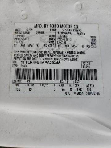 Photo 10 from auction – 2010 FORD RANGER SUP with VIN 1FTLR4FE4APA29345
