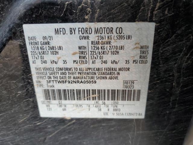 Photo 10 from auction – 2022 FORD MAVERICK X with VIN 3FTTW8F92NRA05059