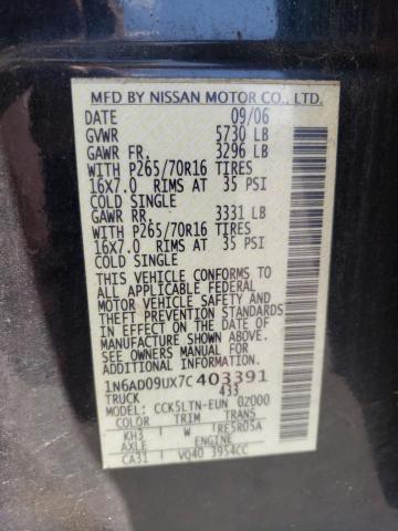 Photo 10 from auction – 2007 NISSAN FRONTIER C with VIN 1N6AD09UX7C403391