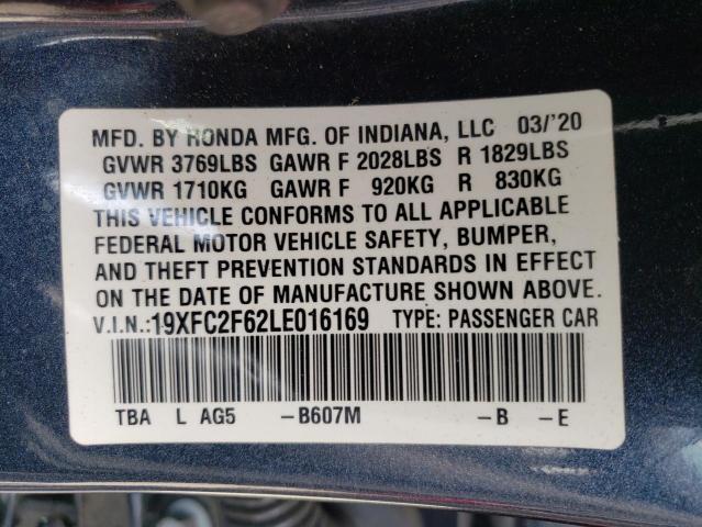 Photo 10 from auction – 2020 HONDA CIVIC LX with VIN 19XFC2F62LE016169