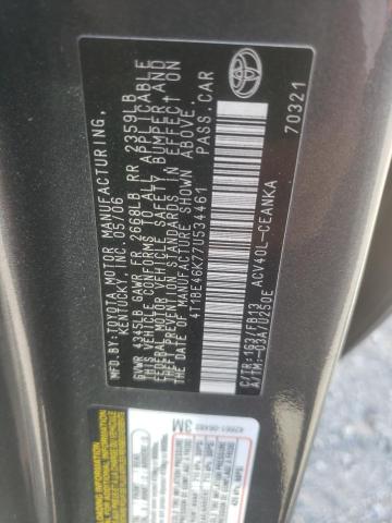 Photo 10 from auction – 2007 TOYOTA CAMRY CE with VIN 4T1BE46K77U534461