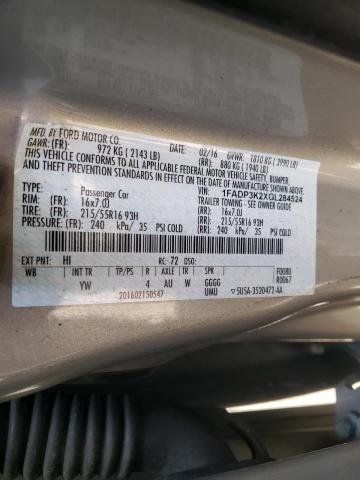 Photo 10 from auction – 2016 FORD FOCUS SE with VIN 1FADP3K2XGL284524