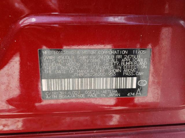 Photo 10 from auction – 2006 LEXUS IS 350 with VIN JTHBE262262001953