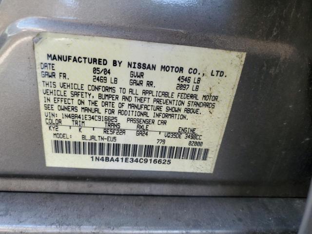 Photo 10 from auction – 2004 NISSAN MAXIMA SE with VIN 1N4BA41E34C916625