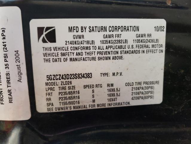 Photo 10 from auction – 2003 SATURN VUE with VIN 5GZCZ43D23S834383