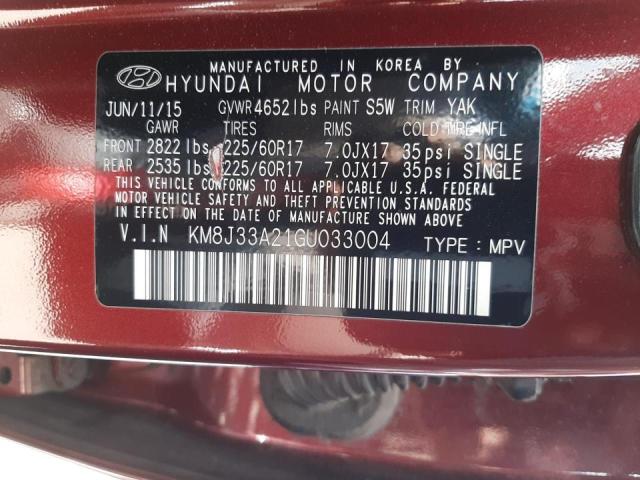 Foto 10 de la subasta – 2016 HYUNDAI TUCSON LIM con VIN KM8J33A21GU033004