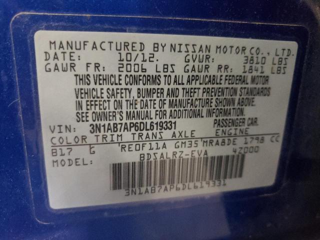 Photo 10 from auction – 2013 NISSAN SENTRA S with VIN 3N1AB7AP6DL619331