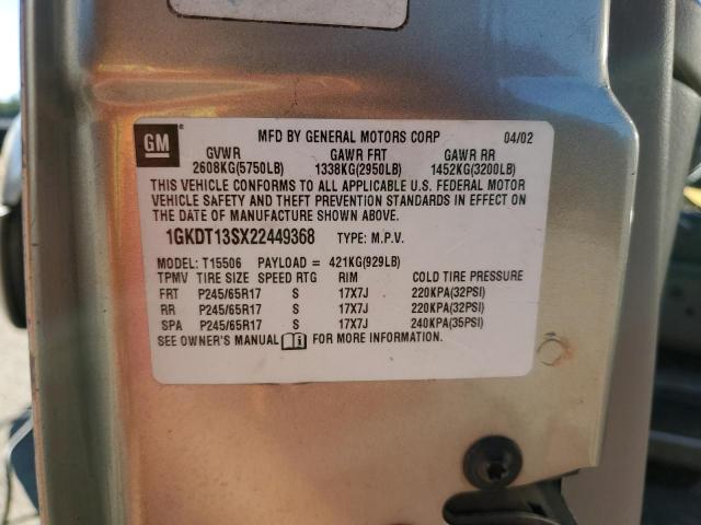 Photo 10 from auction – 2002 GMC ENVOY with VIN 1GKDT13SX22449368