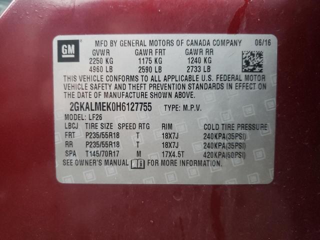 Photo 10 from auction – 2017 GMC TERRAIN SL with VIN 2GKALMEK0H6127755