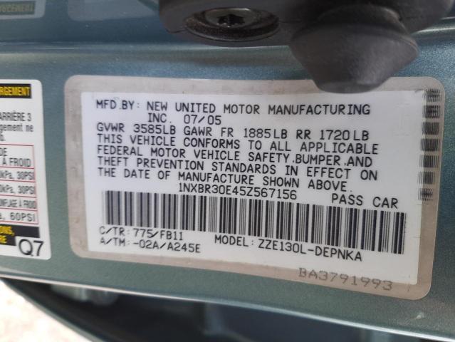 Photo 10 from auction – 2005 TOYOTA COROLLA CE with VIN 1NXBR30E45Z567156