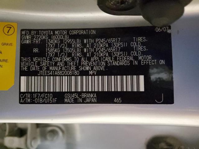 Photo 10 from auction – 2008 TOYOTA HIGHLANDER with VIN JTEES41A882008180