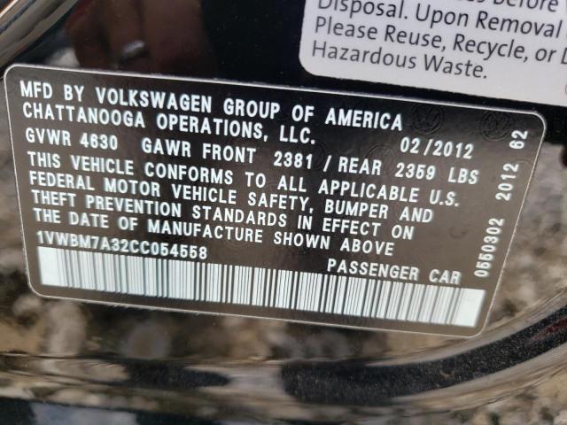 Photo 10 from auction – 2012 VOLKSWAGEN PASSAT SE with VIN 1VWBM7A32CC054558