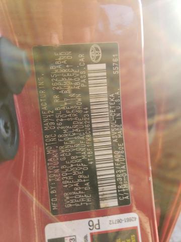 Photo 10 from auction – 2012 TOYOTA CAMRY BASE with VIN 4T1BF1FK8CU622344