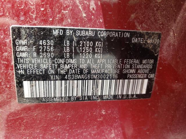 Photo 10 from auction – 2021 SUBARU LEGACY SPO with VIN 4S3BWAG60M3002116