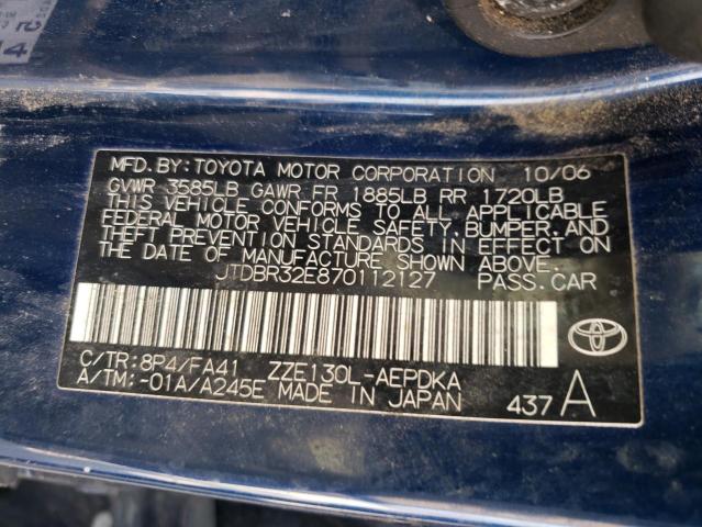 Photo 10 from auction – 2007 TOYOTA COROLLA CE with VIN JTDBR32E870112127
