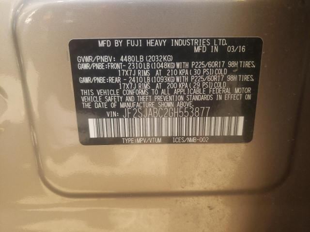 Photo 10 from auction – 2016 SUBARU FORESTER 2 with VIN JF2SJABC2GH553877