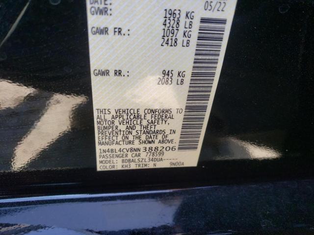 Photo 10 from auction – 2022 NISSAN ALTIMA SR with VIN 1N4BL4CV8NN388206