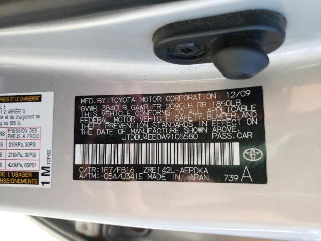 Photo 10 from auction – 2010 TOYOTA COROLLA BA with VIN JTDBU4EE0A9105580