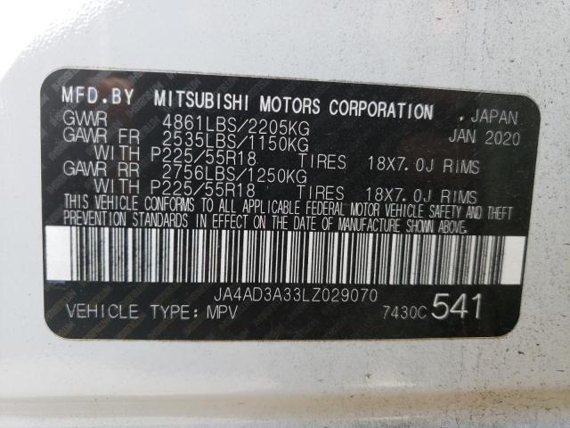Photo 10 from auction – 2020 MITSUBISHI OUTLANDER with VIN JA4AD3A33LZ029070