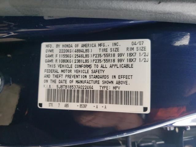 Photo 10 from auction – 2007 ACURA RDX TECHNO with VIN 5J8TB18537A022464