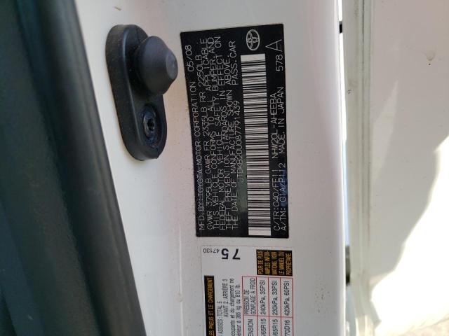 Photo 10 from auction – 2008 TOYOTA PRIUS with VIN JTDKB20U087791439