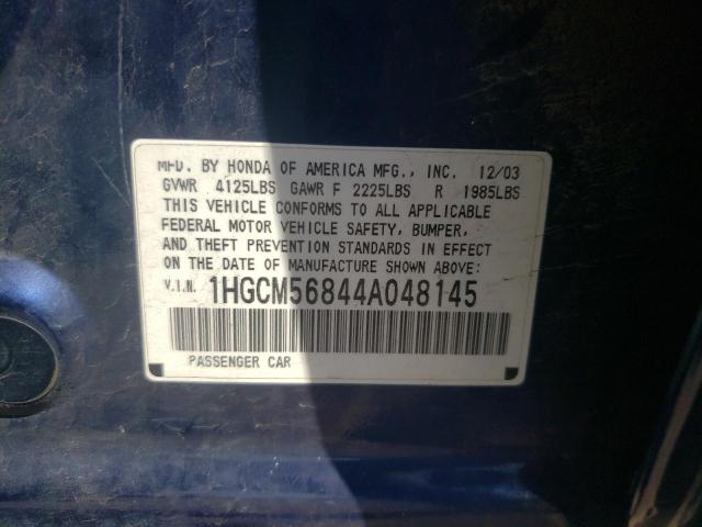 Photo 10 from auction – 2004 HONDA ACCORD EX with VIN 1HGCM56844A048145