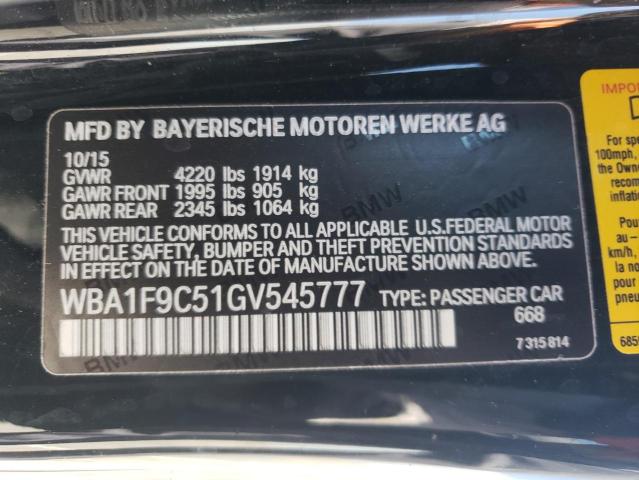 Photo 10 from auction – 2016 BMW 228 I SULE with VIN WBA1F9C51GV545777
