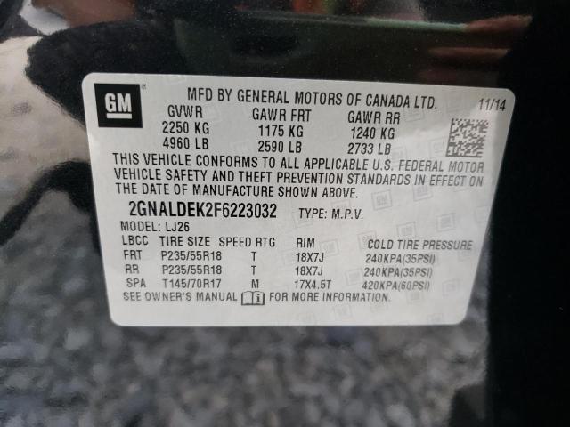 Photo 10 from auction – 2015 CHEVROLET EQUINOX LT with VIN 2GNALDEK2F6223032